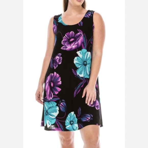 Jostar Poly Spandex Travel Knit Slinky Stretch Floral Dress - Picture 4 of 9